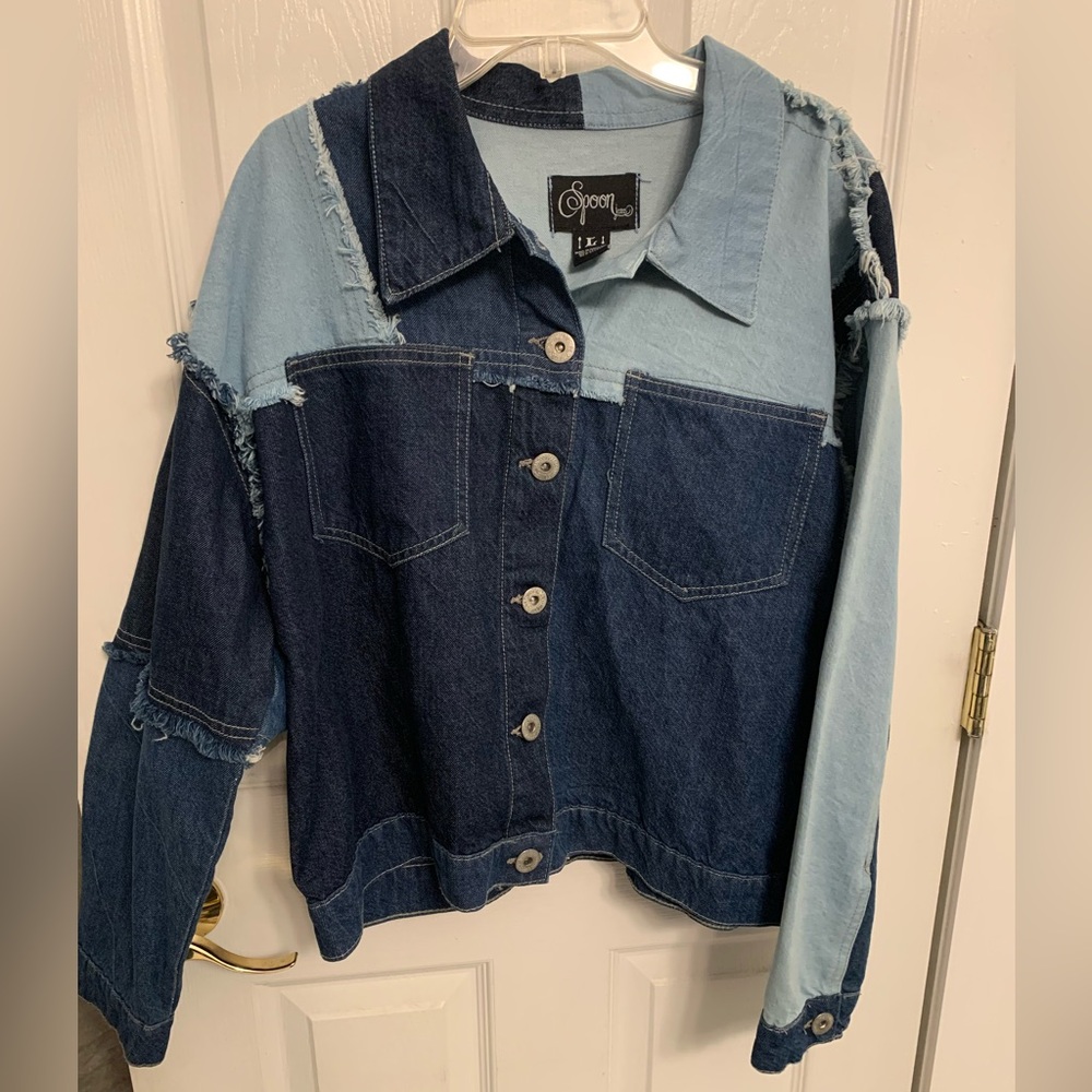 Patchwork Size Large Women’s Denim Jacket - image 1